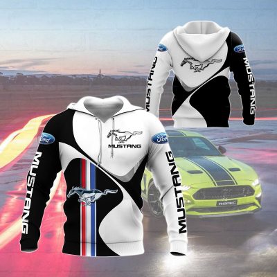 Ford Mustang Black White Pullover Hoodie