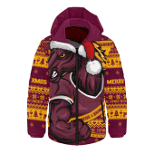 Brisbane Broncos Hooded Padded Jacket Ugly Knit Style For Christmas Game Fans