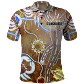 (Dunghutti) Custom Australia Polo Shirt Aboriginal Art Orange
