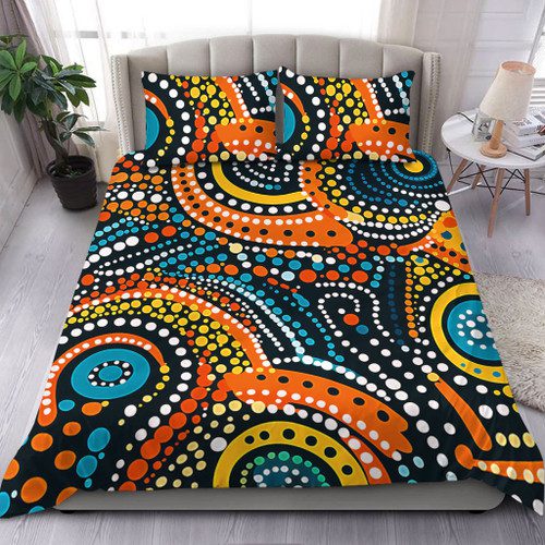 Australia Aboriginal Bedding Set - Traditional Australian Aboriginal Native Design (Black) Ver 4 Bedding Set Australia Aboriginal Bedding Set - Traditional Australian Aboriginal Native Design (Black) Ver 4 Bedding Set
