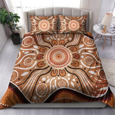 Australia Aboriginal Inspired Bedding Set - Aboriginal Connection Concept Artwork 01