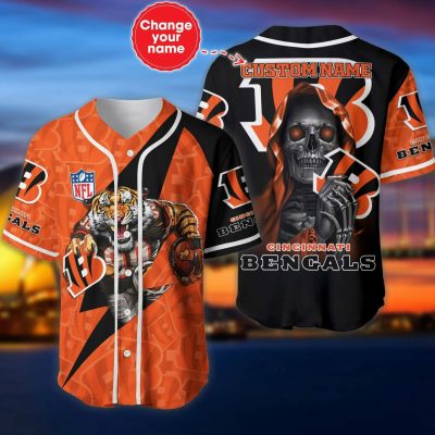 NFL Cincinnati Bengals Custom Name Orange Mascot Baseball Jersey