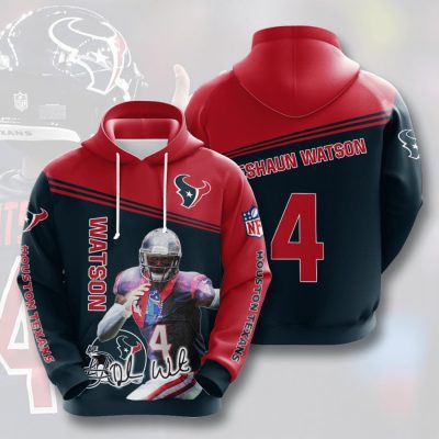 NFL Houston Texans Deshaun Watson Deep Steel Blue Battle Red Pullover Hoodie