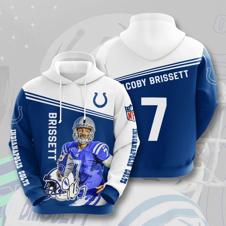 NFL Indianapolis Colts Jacoby Brissett Blue White Pullover Hoodie NFL Indianapolis Colts Jacoby Brissett Blue White Pullover Hoodie