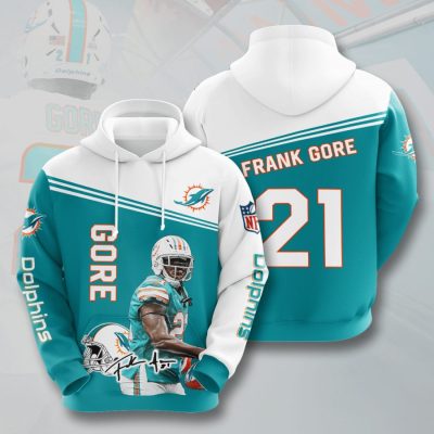 NFL Miami Dolphins Frank Gore Aqua White Pullover Hoodie