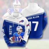 NFL Buffalo Bills Josh Allen Blue White Pullover Hoodie V3