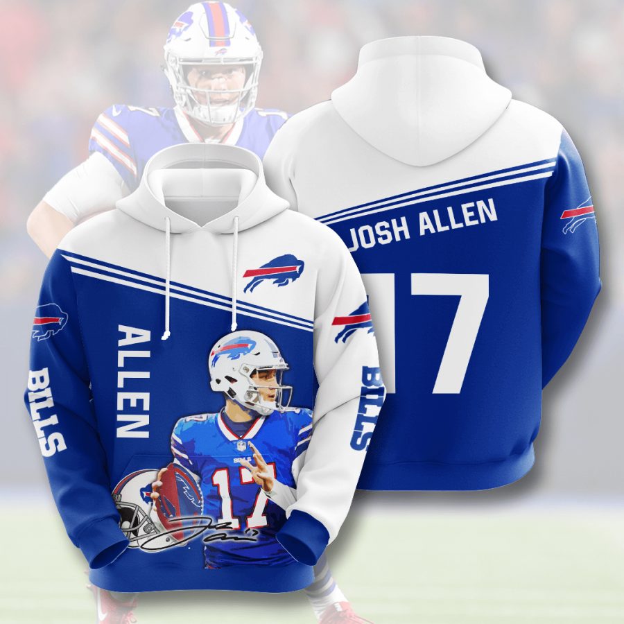 NFL Buffalo Bills Josh Allen Blue White Pullover Hoodie V3 NFL Buffalo Bills Josh Allen Blue White Pullover Hoodie V3