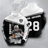 NFL Oakland Raiders Josh Jacobs Black White Pullover Hoodie