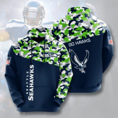 NFL Seattle Seahawks Navy Green Camo Pullover Hoodie