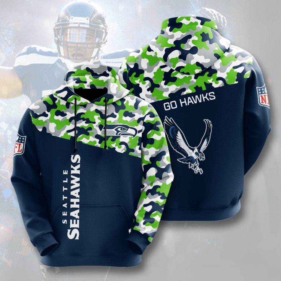 NFL Seattle Seahawks Navy Green Camo Pullover Hoodie NFL Seattle Seahawks Navy Green Camo Pullover Hoodie