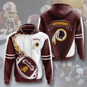 NFL Washington Redskins Burgundy White Fire Pullover Hoodie