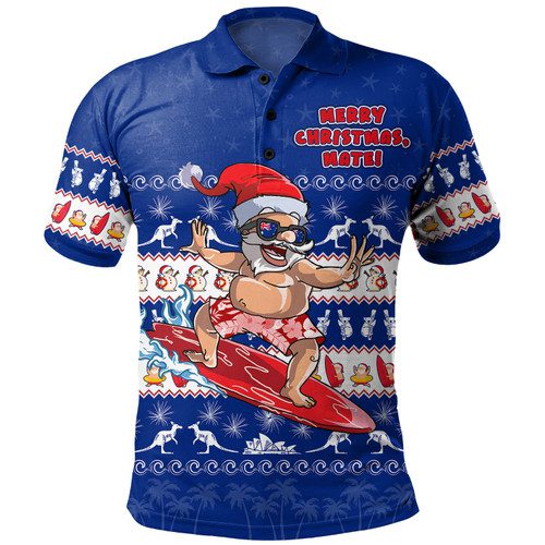 Australia Polo Shirt Merry Christmas Mate Surf's Up Santa Australia Polo Shirt Merry Christmas Mate Surf's Up Santa