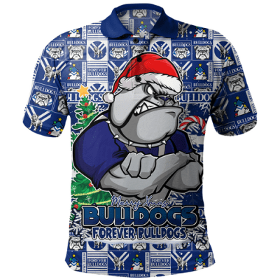Canterbury-Bankstown Bulldogs Polo Shirt Merry Ugly Christmas Comic Style