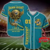 NFL Jacksonville Jaguars Custom Name Number Skull Teal Baseball Jersey