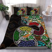 Australia Rainbow Serpent Aboriginal Bedding Set - Dreamtime Rainbow Serpent Bedding Set