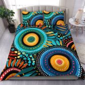 Australia Aboriginal Bedding Set - Traditional Australian Aboriginal Native Design (Black) Ver 1 Bedding Set