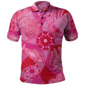 Custom Australia Polo Shirt  Aboriginal Dot Painting Pink