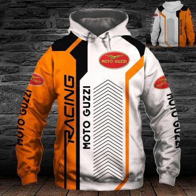 Moto Guzzi Orange White Pullover Hoodie