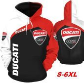 Ducati White Black Red Pullover Hoodie V1