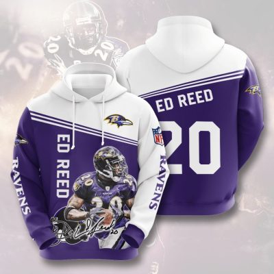 NFL Baltimore Ravens Ed Reed Purple White Pullover Hoodie