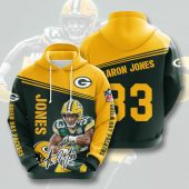 NFL Green Bay Packers Aaron Jones Dark Green Gold Pullover Hoodie V2
