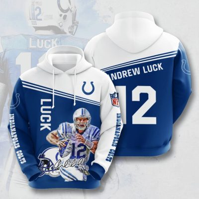 NFL Indianapolis Colts Andrew Luck Blue White Pullover Hoodie