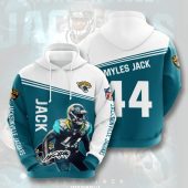 NFL Jacksonville Jaguars Myles Jack Teal White Pullover Hoodie
