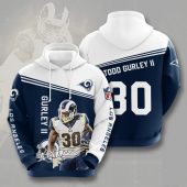 NFL Los Angeles Rams Todd Gurley Blue White Pullover Hoodie