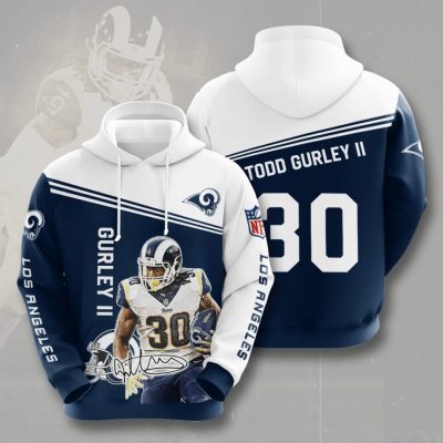 NFL Los Angeles Rams Todd Gurley Blue White Pullover Hoodie