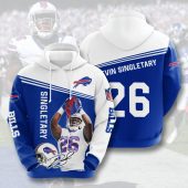 NFL Buffalo Bills Devin Singletary Blue White Pullover Hoodie