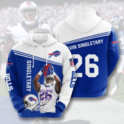 NFL Buffalo Bills Devin Singletary Blue White Pullover Hoodie