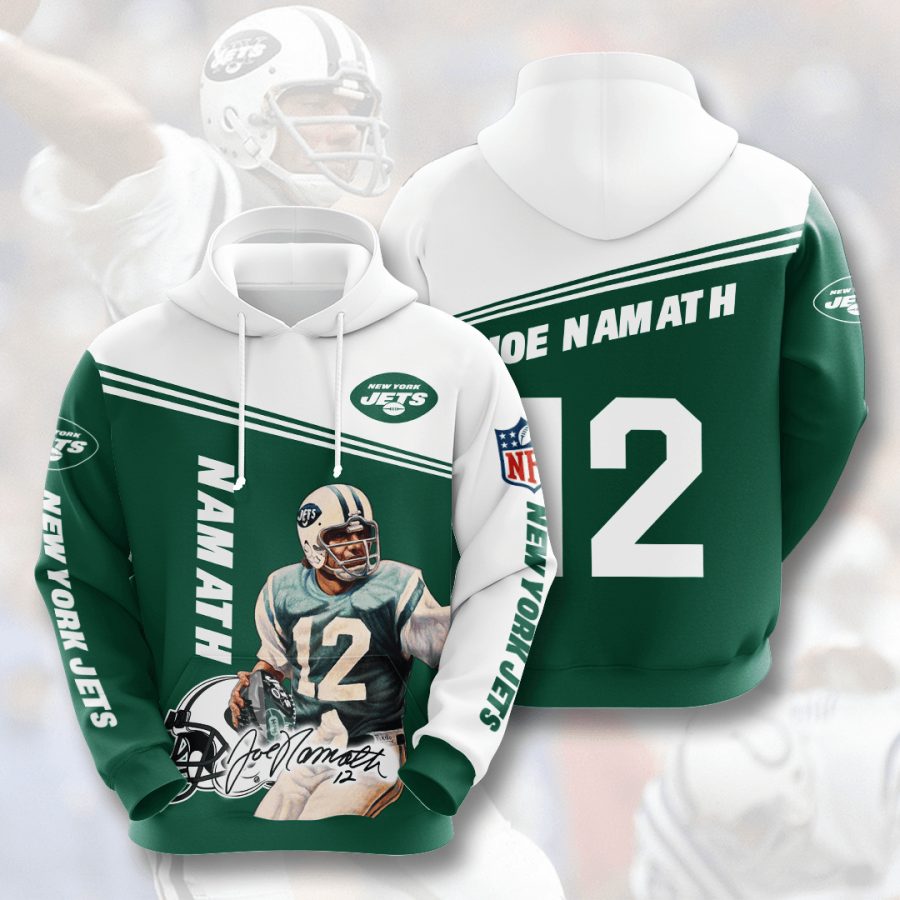 NFL New York Jets Joe Namath Green White Pullover Hoodie NFL New York Jets Joe Namath Green White Pullover Hoodie