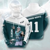 NFL Philadelphia Eagles Carson Wentz Green White Pullover Hoodie