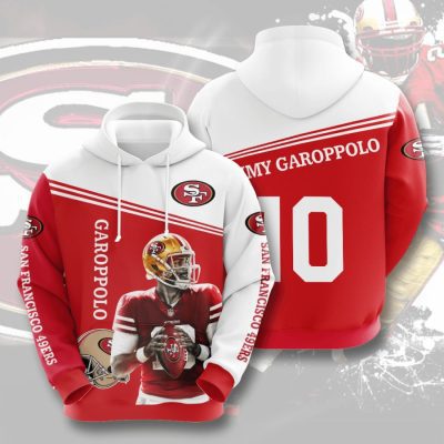 NFL San Francisco 49ers Jimmy Garoppolo Red White Pullover Hoodie