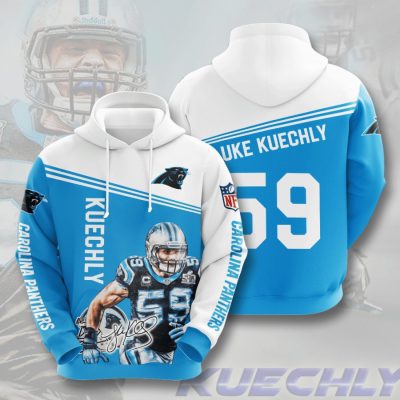 NFL Carolina Panthers Luke Kuechly Panther Blue White Pullover Hoodie