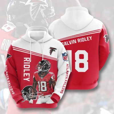NFL Atlanta Falcons Calvin Ridley Red White Pullover Hoodie NFL Atlanta Falcons Calvin Ridley Red White Pullover Hoodie