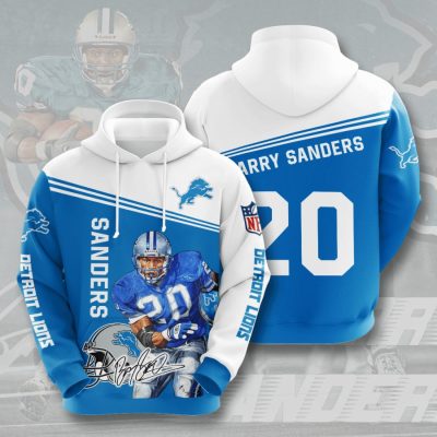 NFL Detroit Lions Barry Sanders Honolulu Blue White Pullover Hoodie