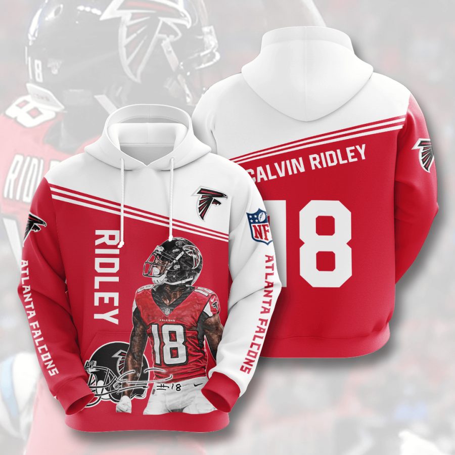 NFL Atlanta Falcons Calvin Ridley Red White Pullover Hoodie NFL Atlanta Falcons Calvin Ridley Red White Pullover Hoodie