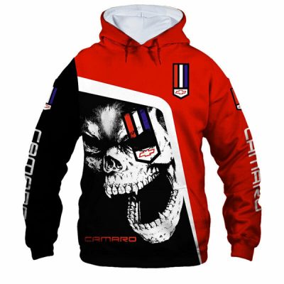 Chevrolet Camaro Skull Red Black Pullover Hoodie V2
