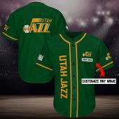 NBA Utah Jazz Custom Name Green Baseball Jersey