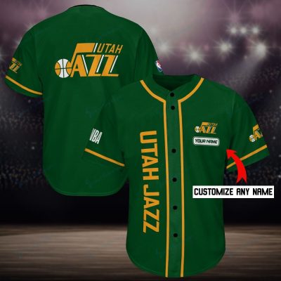 NBA Utah Jazz Custom Name Green Baseball Jersey