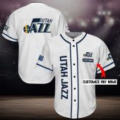 NBA Utah Jazz Custom Name White Baseball Jersey