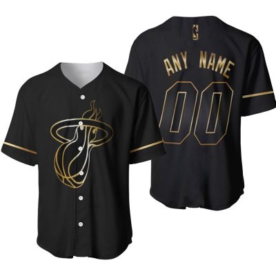 NBA Miami Heat Custom Name Number Black Golden Baseball Jersey