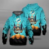 NFL Miami Dolphins Halloween Jack Skellington Pullover Hoodie