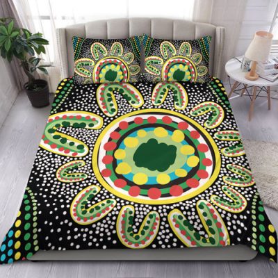 Australia Aboriginal Bedding Set - Aboriginal Art Painting Decorated With The Colorful Dots Bedding Set