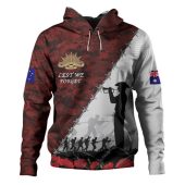 Australia Hoodie - Anzac Day Poppy Flower And Barbed Wire