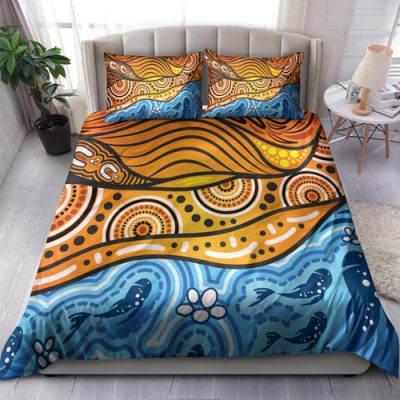 Australia Aboriginal Inspired Bedding Set -  Aboiginal Inspired Dot Painting Style