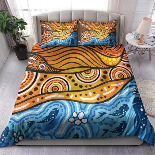 Australia Aboriginal Inspired Bedding Set - Aboiginal Inspired Dot Painting Style Australia Aboriginal Inspired Bedding Set - Aboiginal Inspired Dot Painting Style