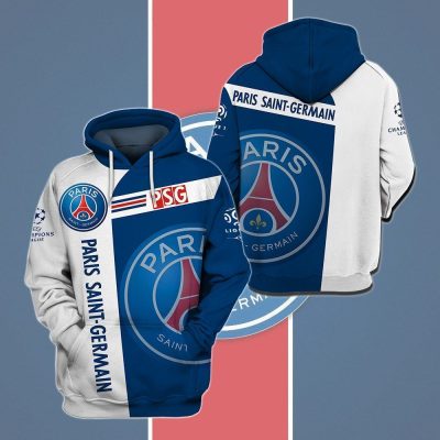 Paris Saint-Germain FC Blue White Pullover Hoodie V4
