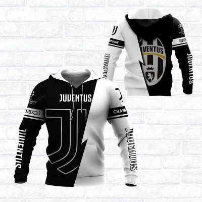 Juventus FC Champions Black White Pullover Hoodie